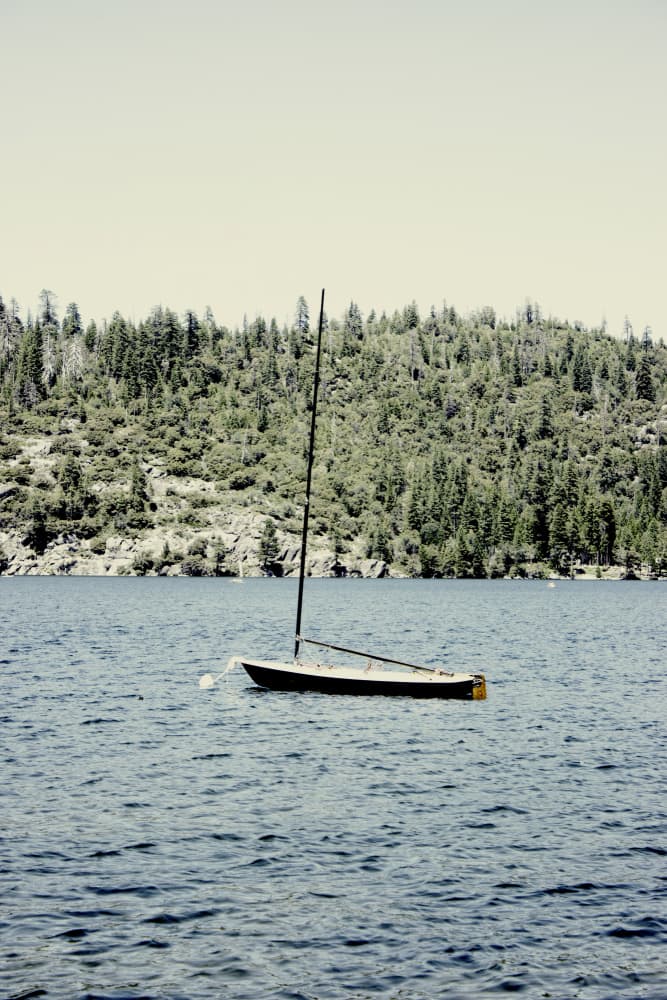 Mountain Lake Sailboat by Gemma Bardot — canvas wall art