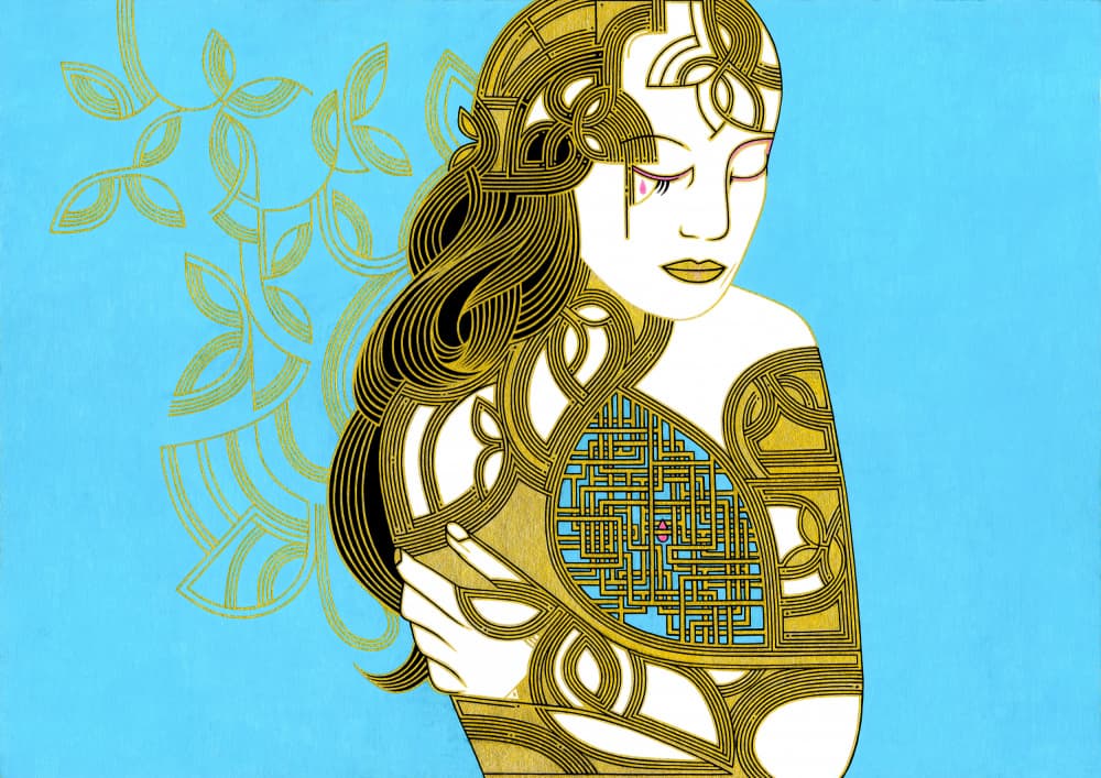 Golden Circuit Woman by Iona Gilburt — canvas wall art