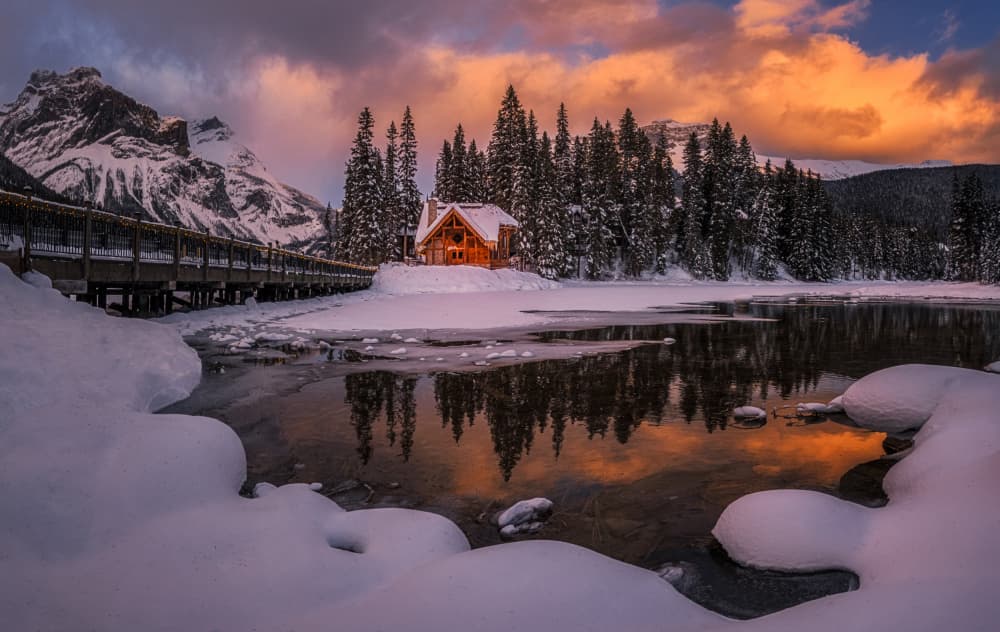 Emerald Lake Sunset by Lydia Jacobs — canvas wall art
