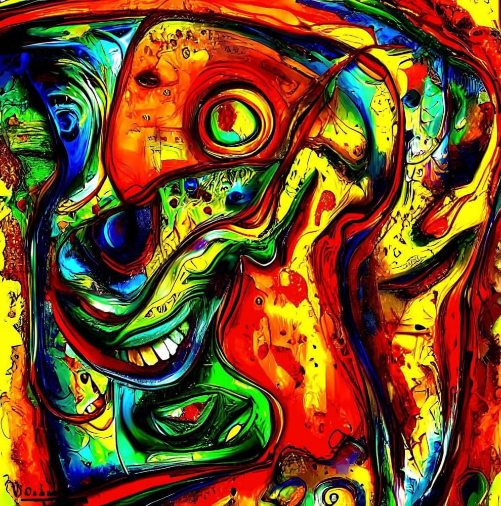 Psychedelic Grinning Faces by mnemonixART — canvas wall art