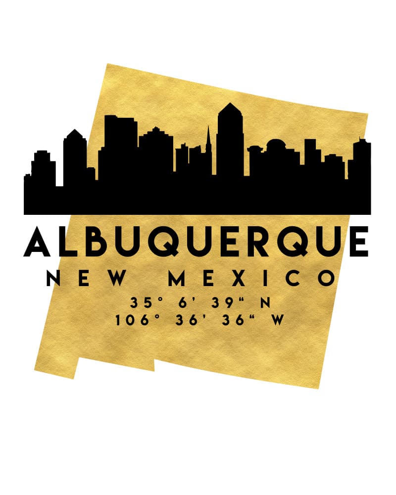 Albuquerque Golden Skyline Map by Emiliano Deificus — canvas wall art