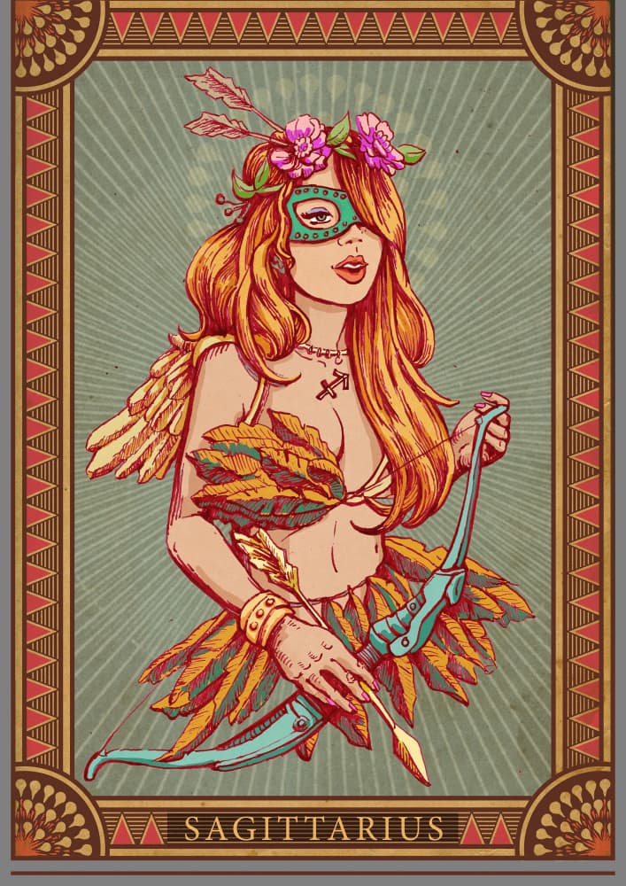 Sagittarius Zodiac Woman by Olga Galeeva — canvas wall art