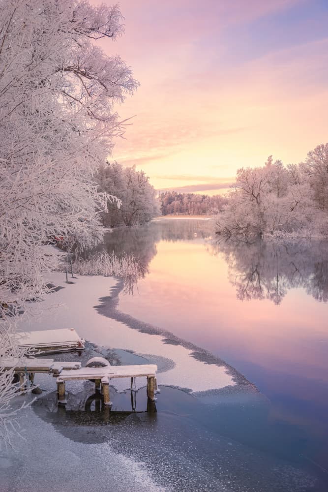 Frosty River Dawn by Christian Lindsten — canvas wall art