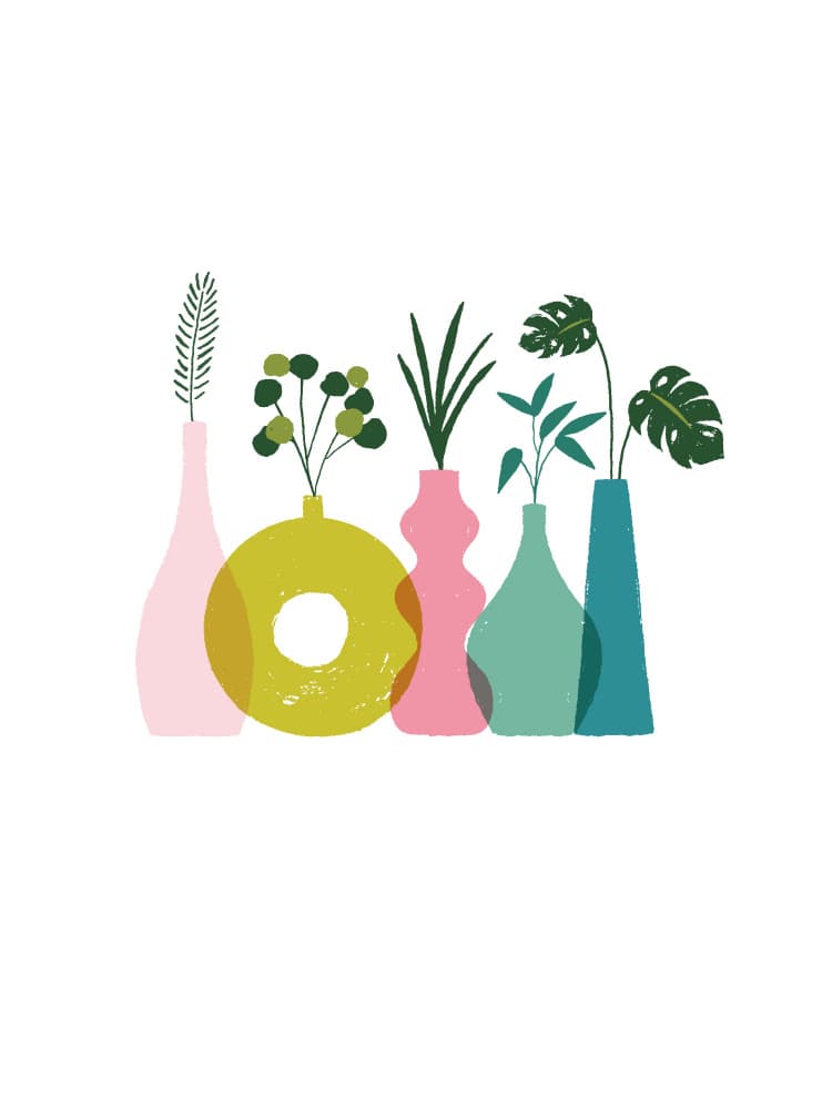 Colorful Botanical Vases by Aislinn Simmonds — canvas wall art