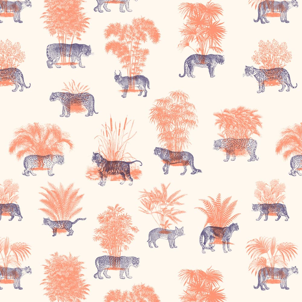 Tropical Felines Pattern by Florent Bodart — canvas wall art