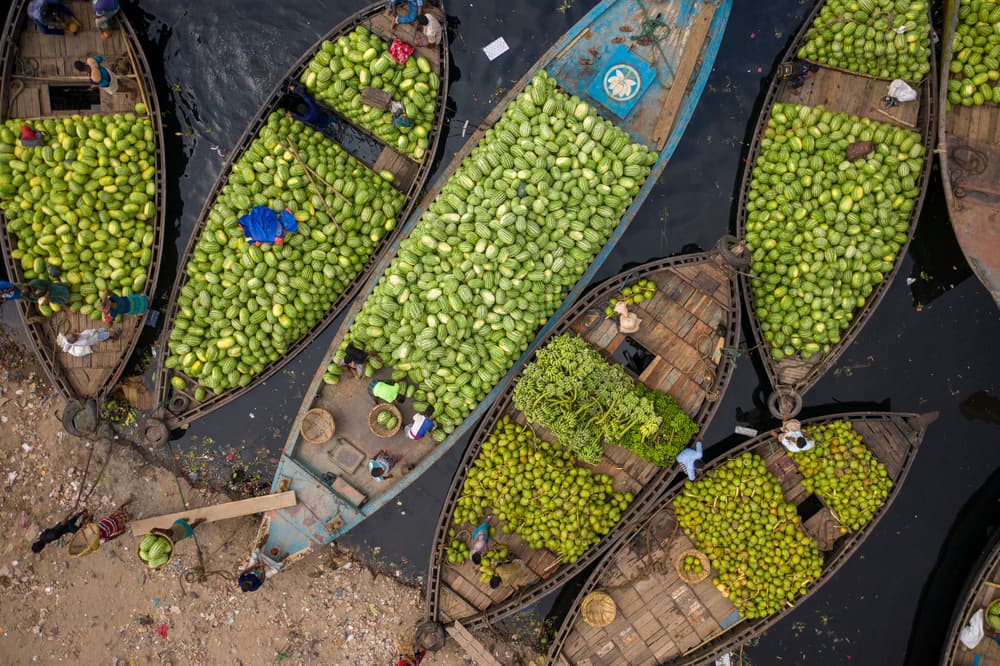 Floating Green Market by Azim Khan Ronnie — canvas wall art