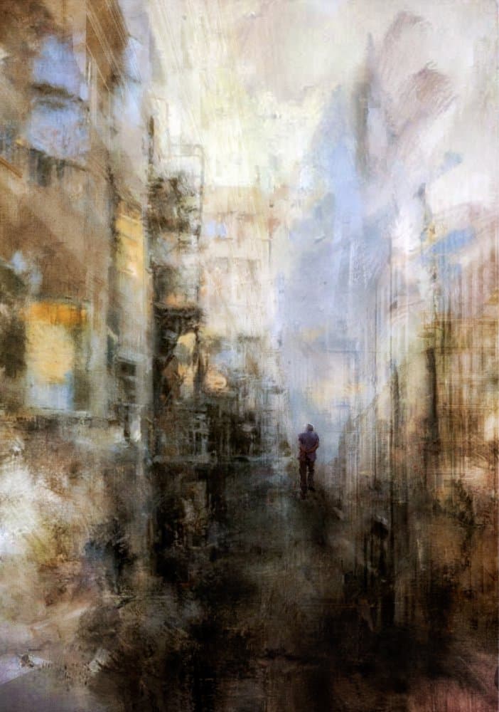 Misty City Solitude by Charlaine Gerber — canvas wall art