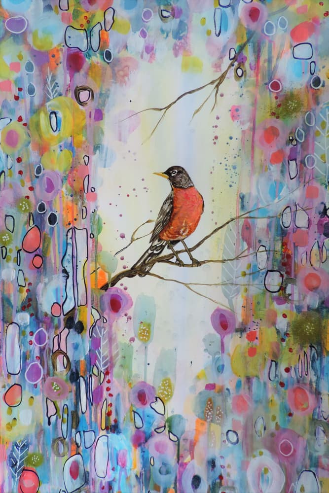 Vibrant Spring Robin by Sylvie Demers — canvas wall art