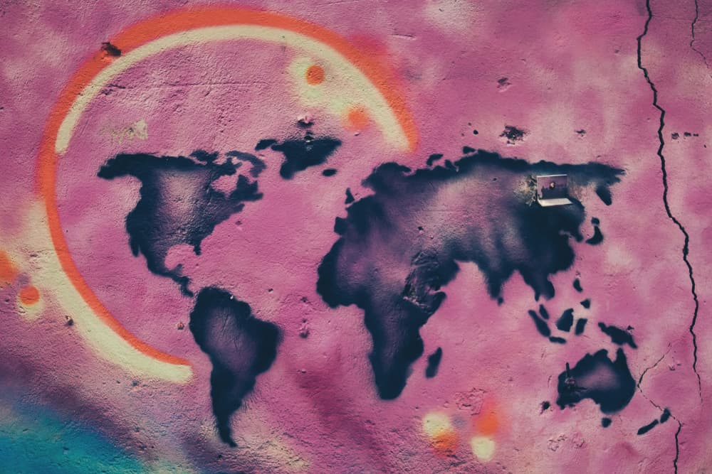 Vibrant Graffiti World Map by Tim Mossholder — canvas wall art