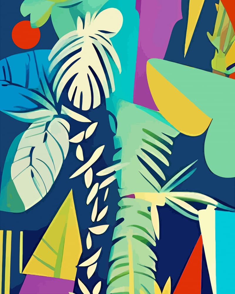Colorful Tropical Leaves by Uma Gokhale — canvas wall art