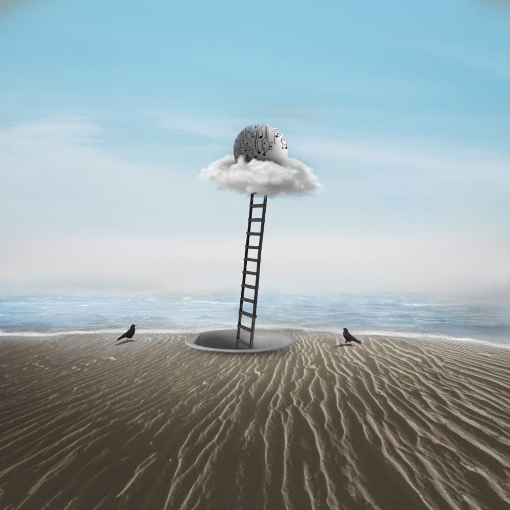 Surreal Cloud Ladder by Hadi Malijani (Malenjani) — canvas wall art