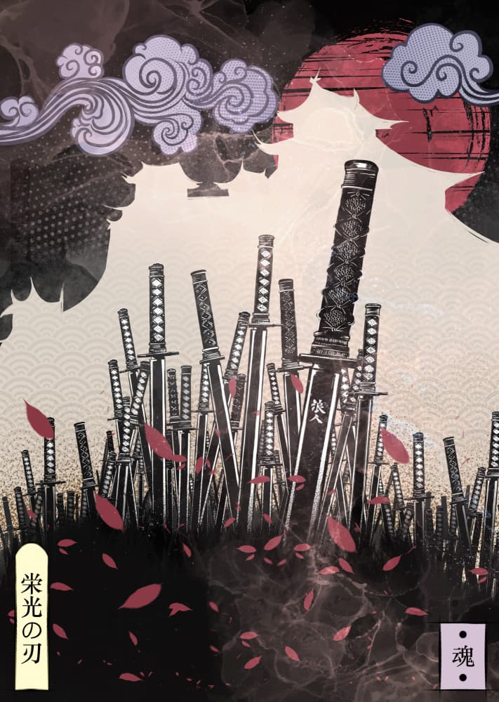 Samurai Blades Red Sun by Fadil Roze — canvas wall art