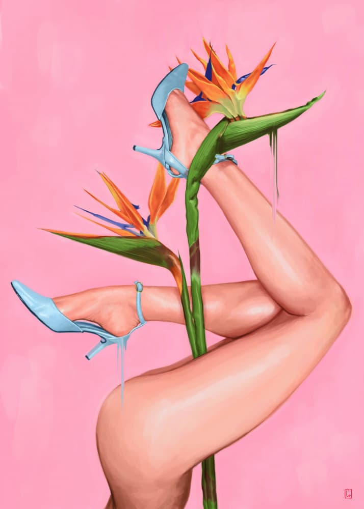 Blue Heels Bird Paradise by Alexander Grahovsky — canvas wall art