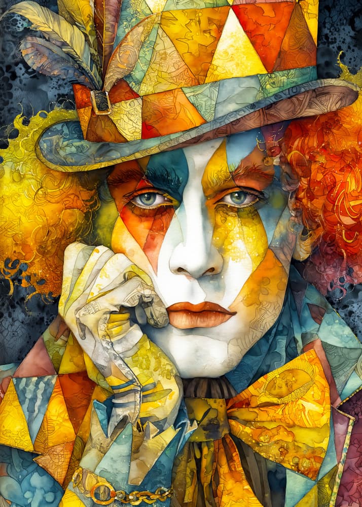 Geometric Mad Hatter Portrait by Justyna Jaszke — canvas wall art