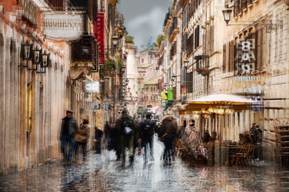 Rainy European Street by Nicodemo Quaglia — canvas wall art