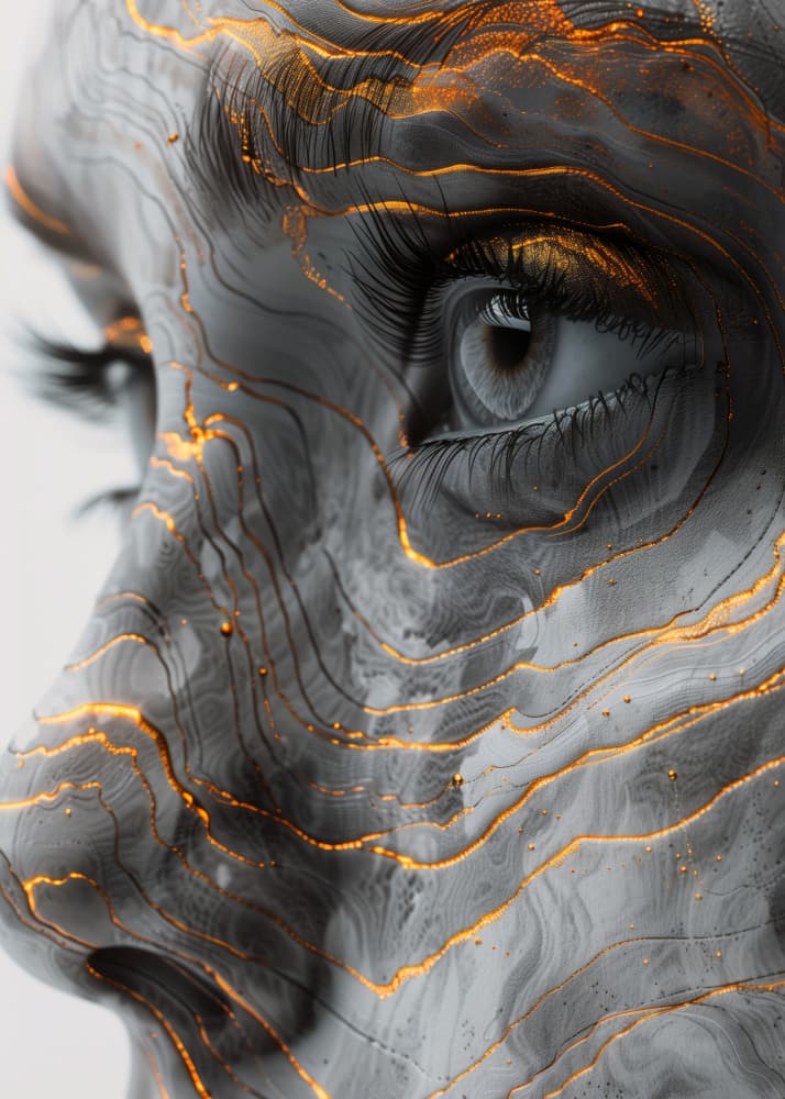 Golden Marble Face by Justyna Jaszke — canvas wall art