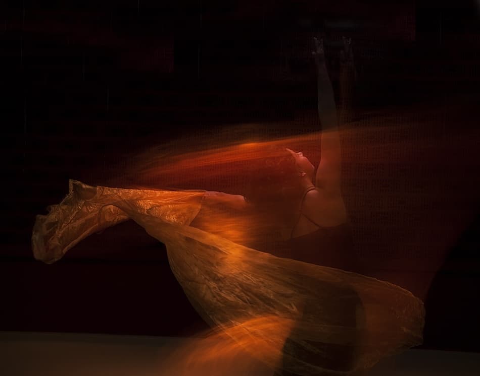 Suspended Fire Dancer by Hilde Ghesquiere — canvas wall art
