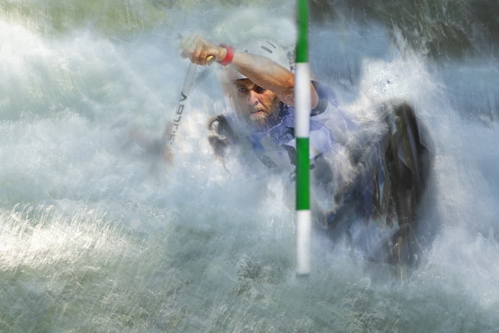 Kayaker In Whitewater Rapids by Milan Malovrh — canvas wall art