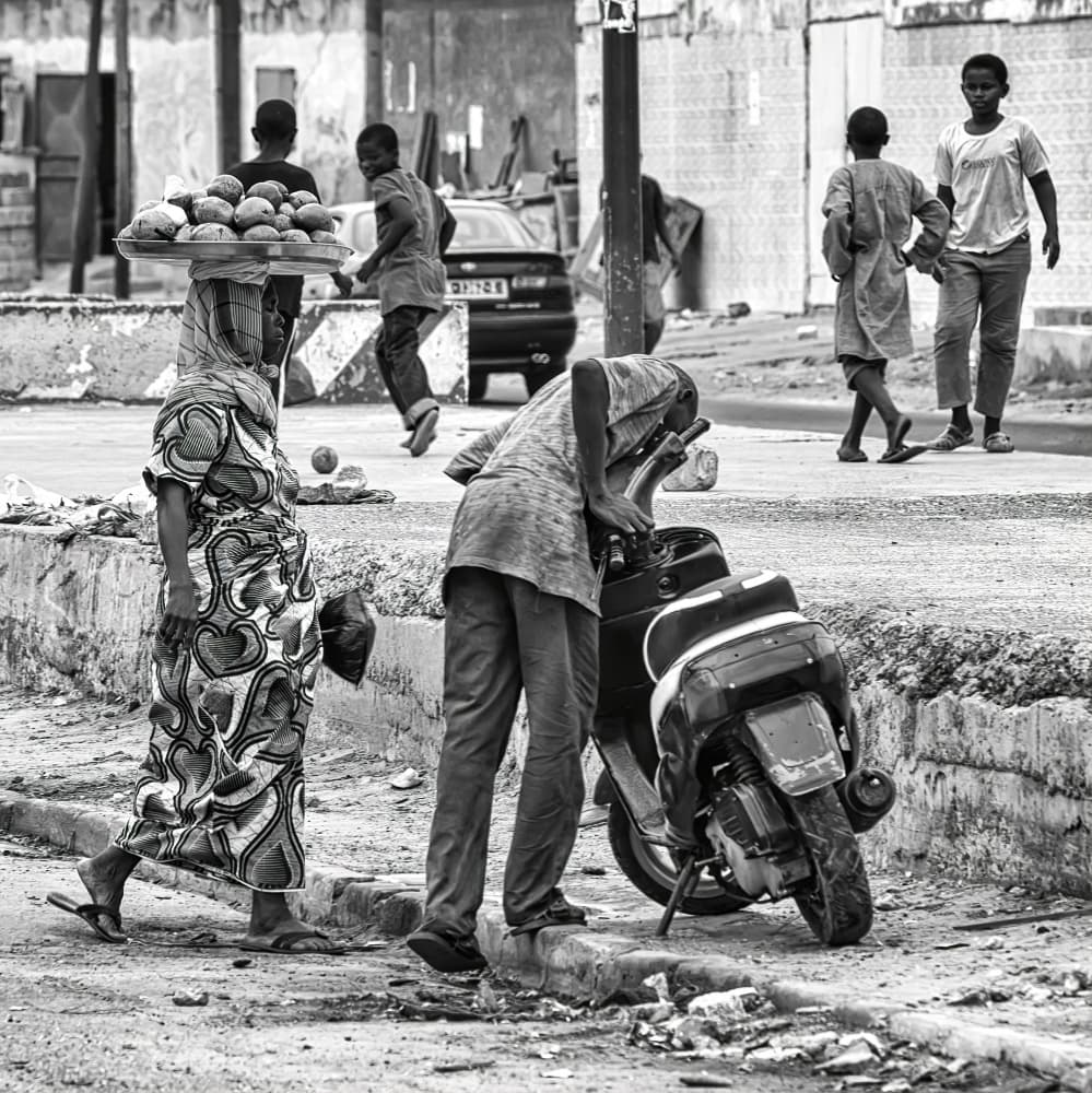 Black White Street Scene by mihai ian nedelcu — canvas wall art