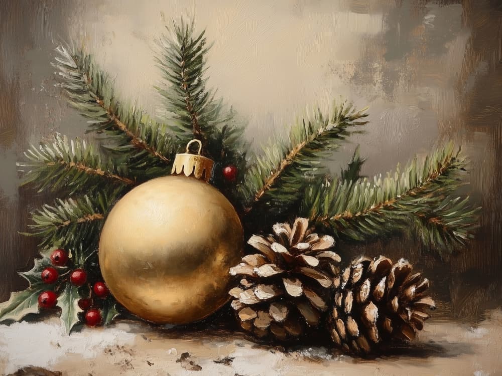 Golden Holiday Elements by Jolly and Dash — canvas wall art