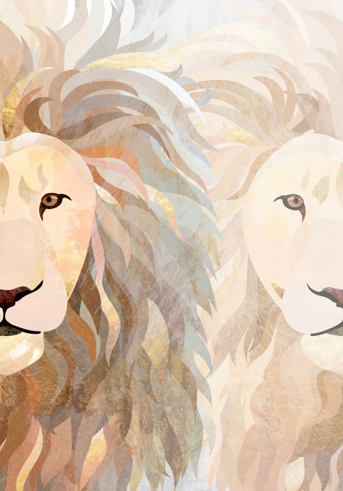 Golden Lion Pair by Sarah Manovski — canvas wall art
