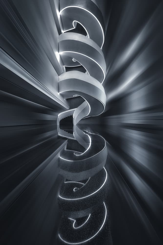 Illuminated Spiral Staircase by Mei Xu — canvas wall art