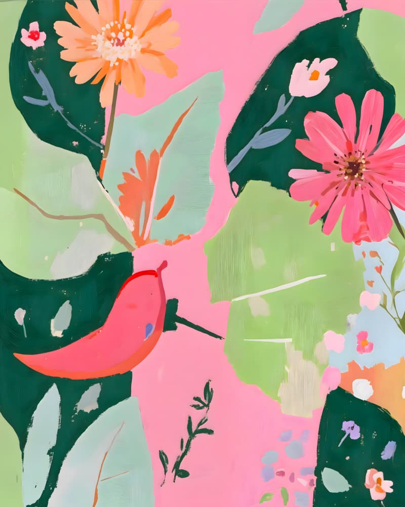 Pink Chili Blooms by Uma Gokhale — canvas wall art