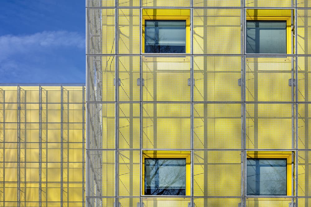 Yellow Grid Building by Theo Luycx — canvas wall art