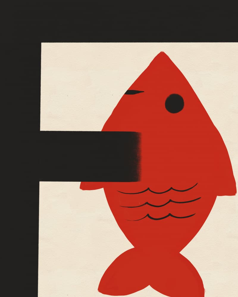 Red Fish Letter F by Deepthi s — canvas wall art