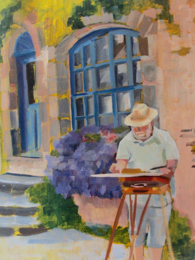 Artist Painting Outdoors by Maxine Shore — canvas wall art
