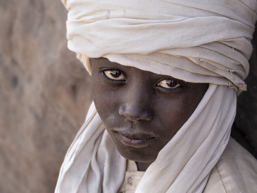 Pensive African Boy Portrait by Elena Molina — canvas wall art