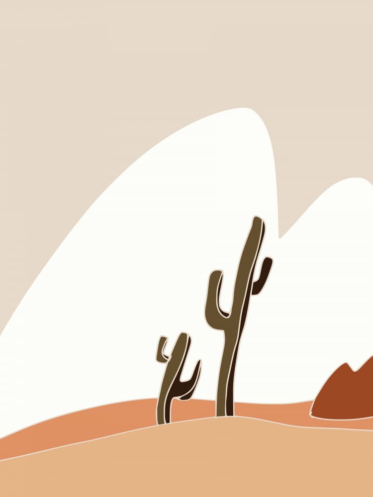 Minimalist Desert Cacti by Little Dean — canvas wall art