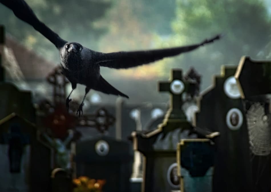 Ominous Cemetery Crow by Piet Flour — canvas wall art