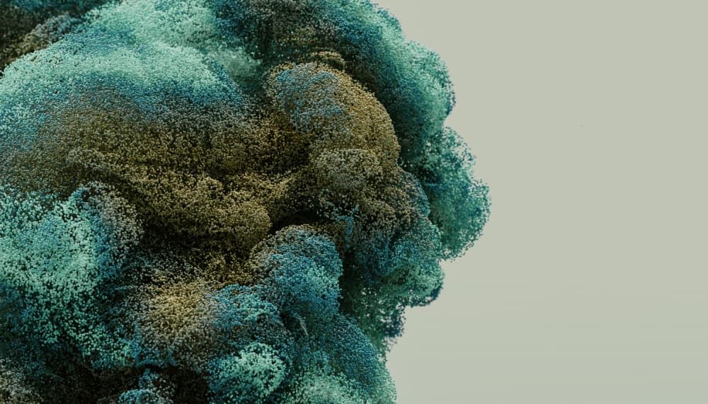 Teal Gold Particle Cloud by Javier Pardina — canvas wall art