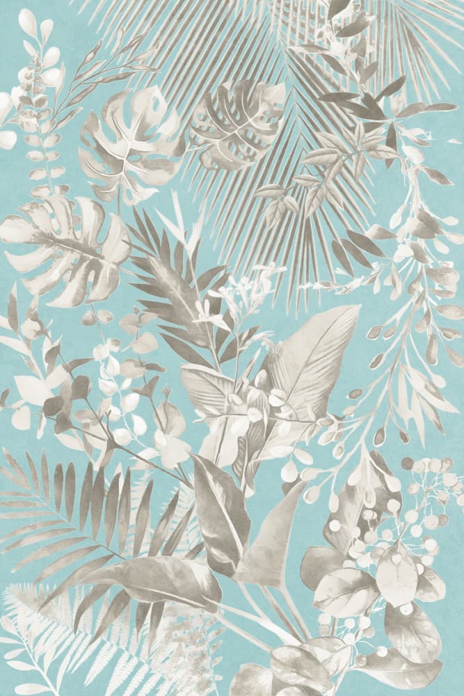 Tropical Aqua Leaves by amini54 — canvas wall art