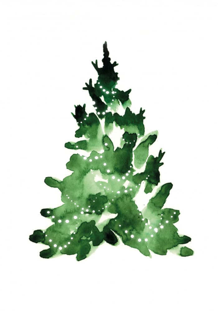 Watercolor Christmas Tree by Ekaterina Koroleva — canvas wall art