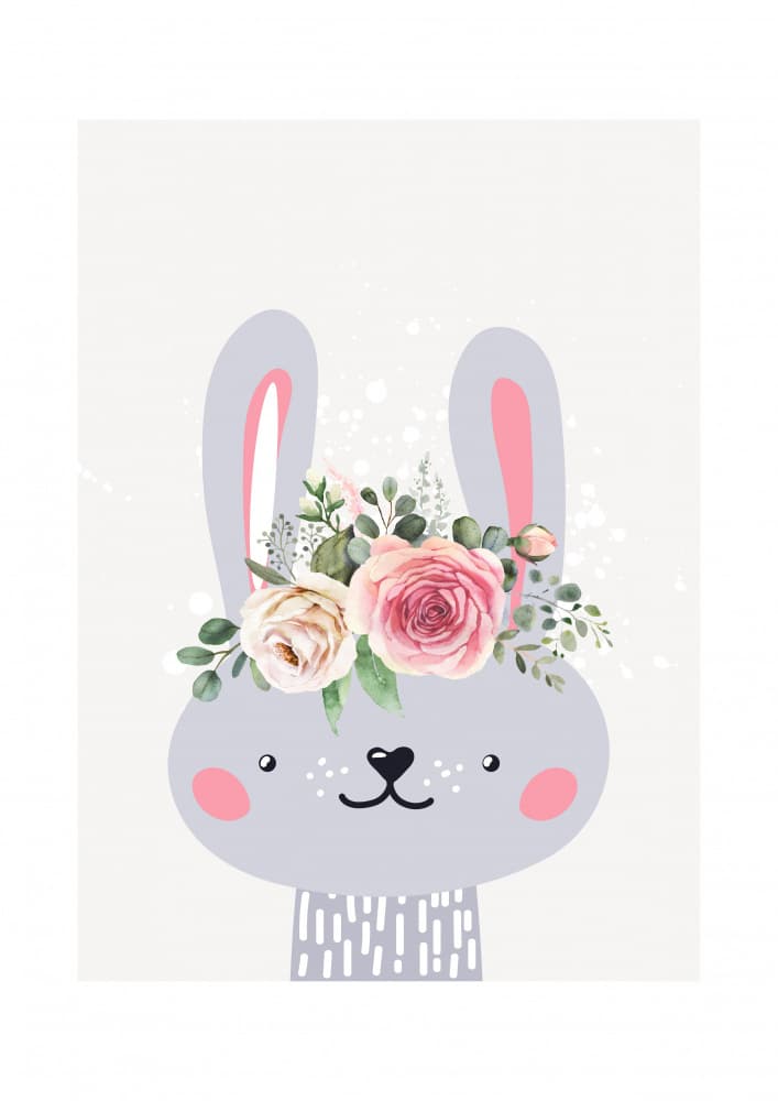 Cute Bunny Flower Crown by Saskia Michele — canvas wall art