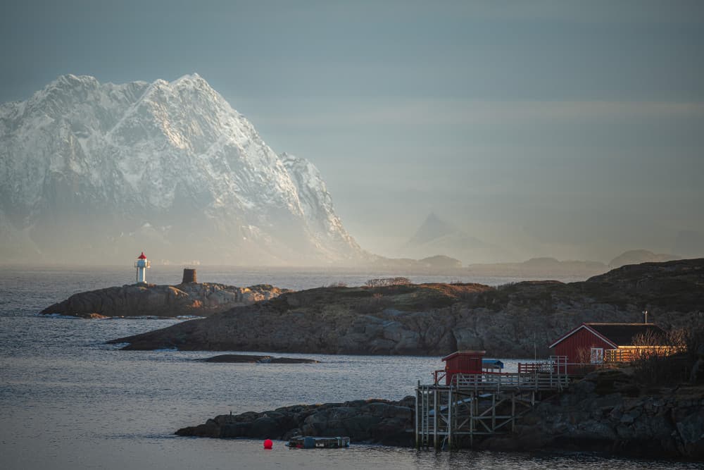 Snowy Mountain Lighthouse View by Andreea Selagea — canvas wall art