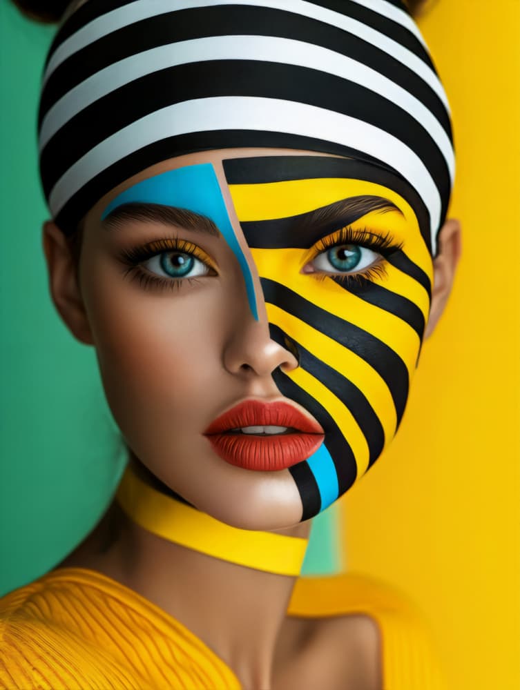 Vibrant Graphic Portrait by Bilge Paksoylu — canvas wall art