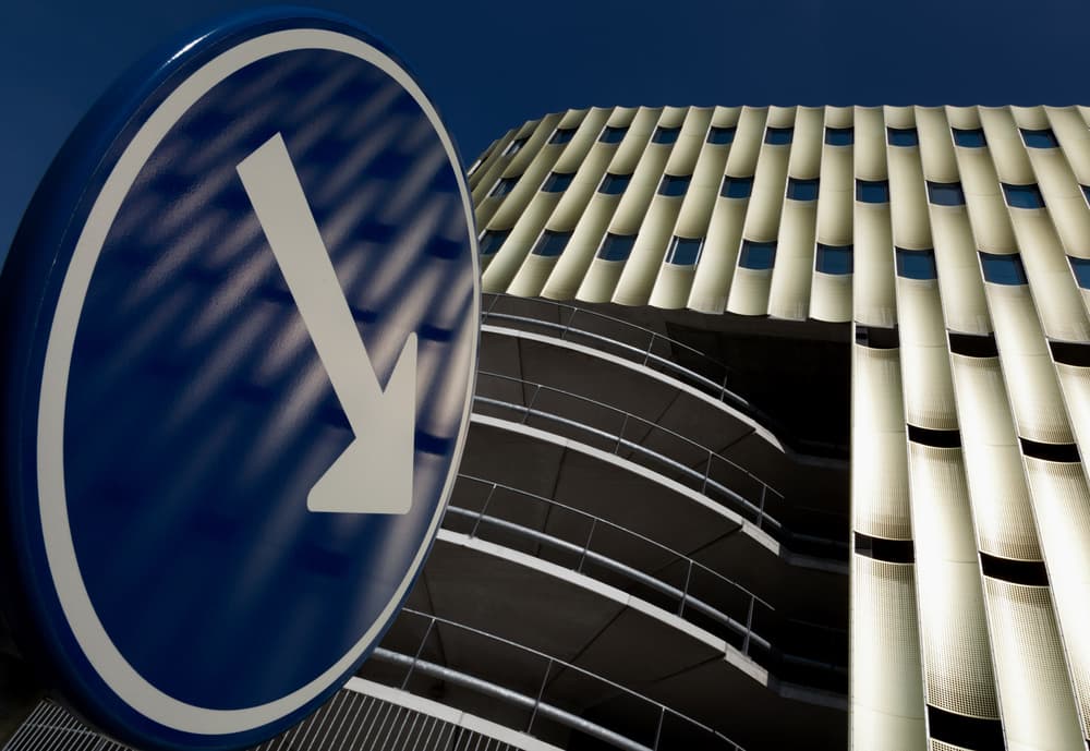 Architectural Blue Arrow by Jeroen van de Wiel — canvas wall art