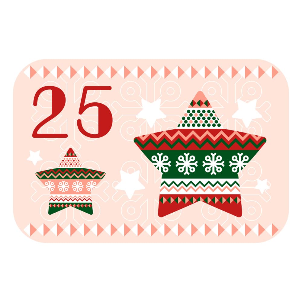 Red, Green And Pink Norwegian Advent Calendar Illustration. Stars by Marika Barsrsind β canvas wall art