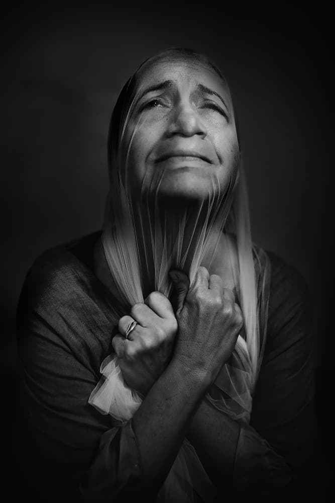 Crying Veiled Woman by Joan Gil Raga — canvas wall art