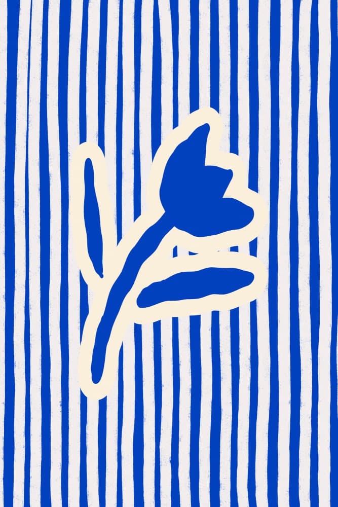 Blue Floral Stripes by Treechild — canvas wall art