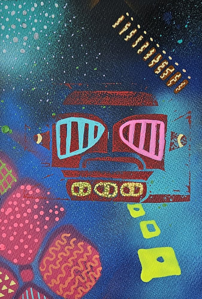 Colorful Space Robot by Olea Huuska — canvas wall art