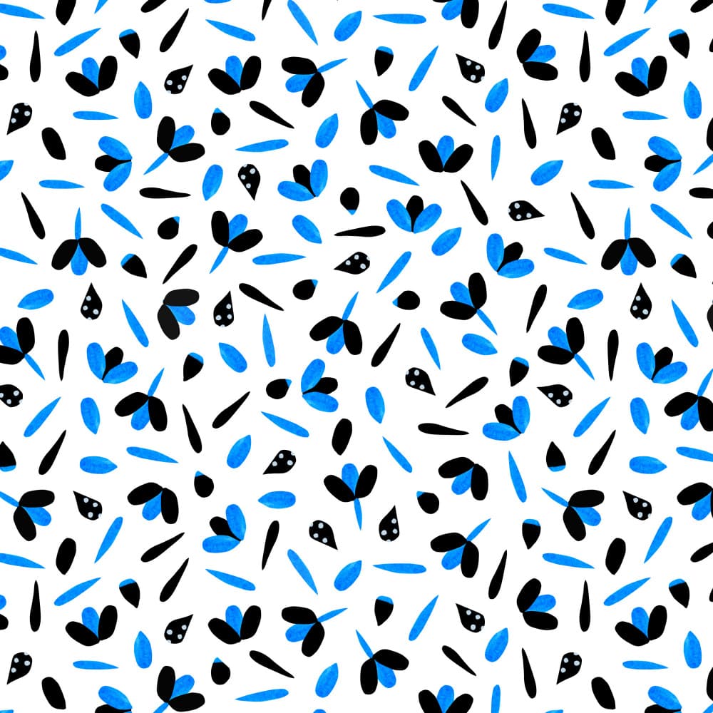 Blue Black Floral Pattern by Michele Channell — canvas wall art