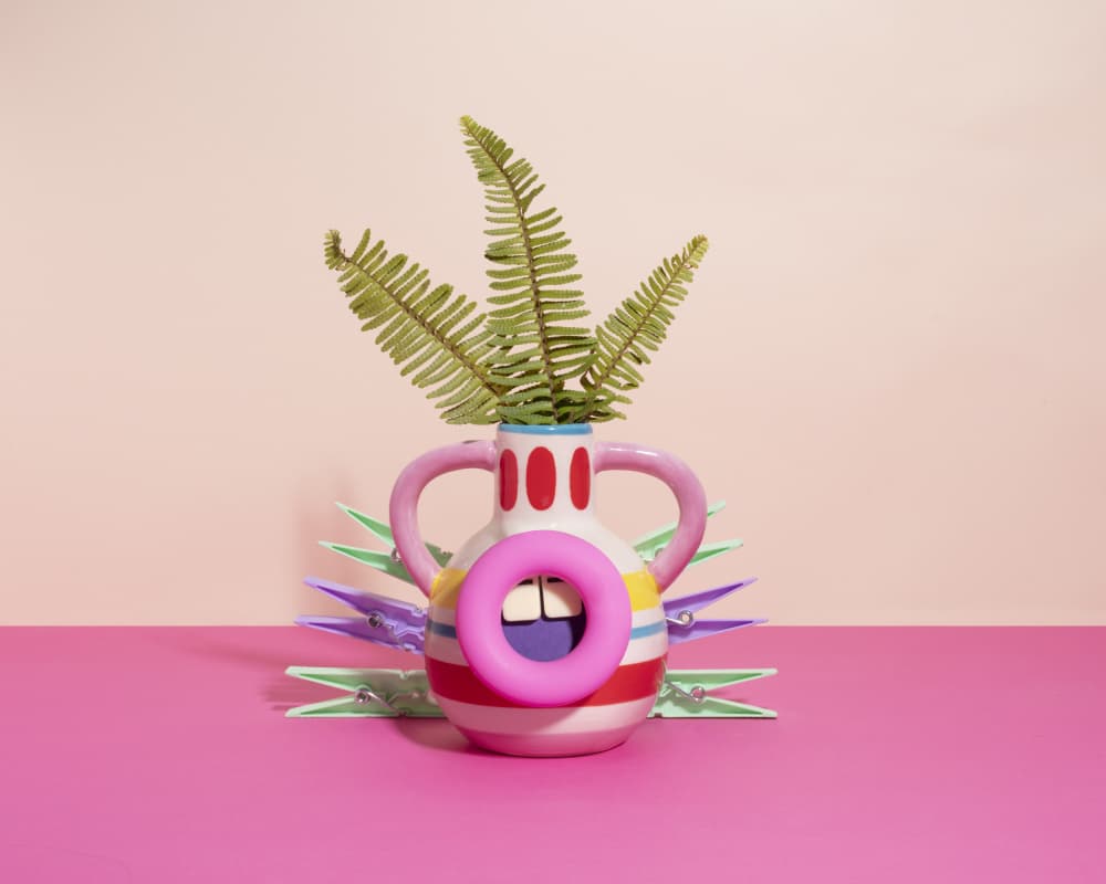 Whimsical Face Vase by Julia Ramiro — canvas wall art