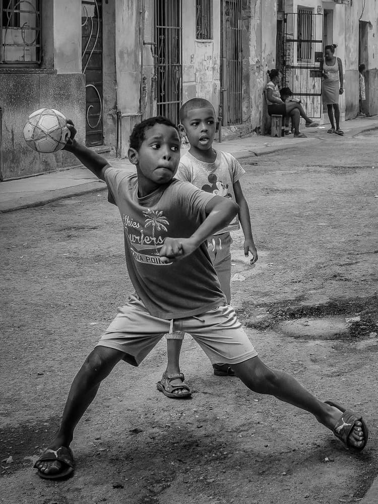 Boys Playing Street Ball by Andy Bauer — canvas wall art