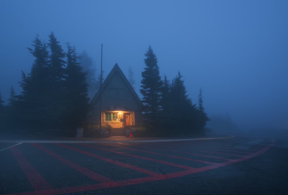 Misty Forest Cabin by 李从军 / Austin Li — canvas wall art