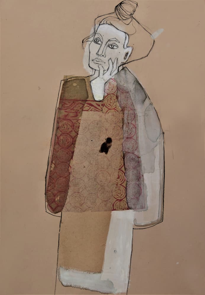 Pensive Woman Portrait by Doris Schmitz — canvas wall art