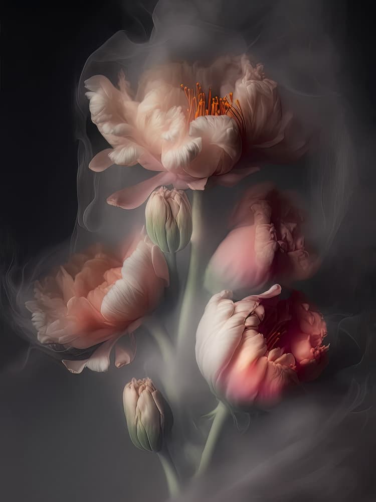 Dreamy Pink Peonies by Bilge Paksoylu — canvas wall art